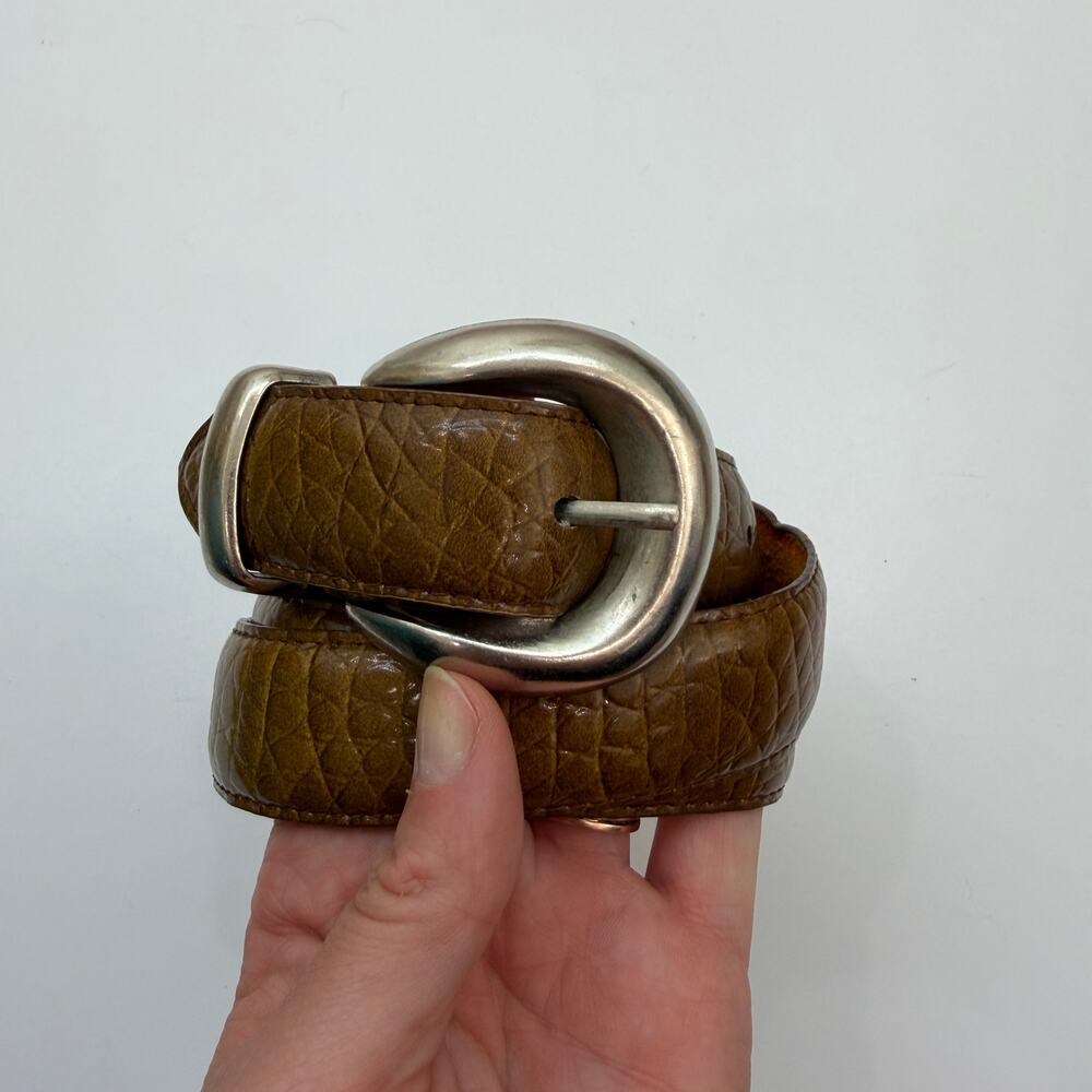 Vintage La Rue Brown Silver Buckle Leather Belt M/L